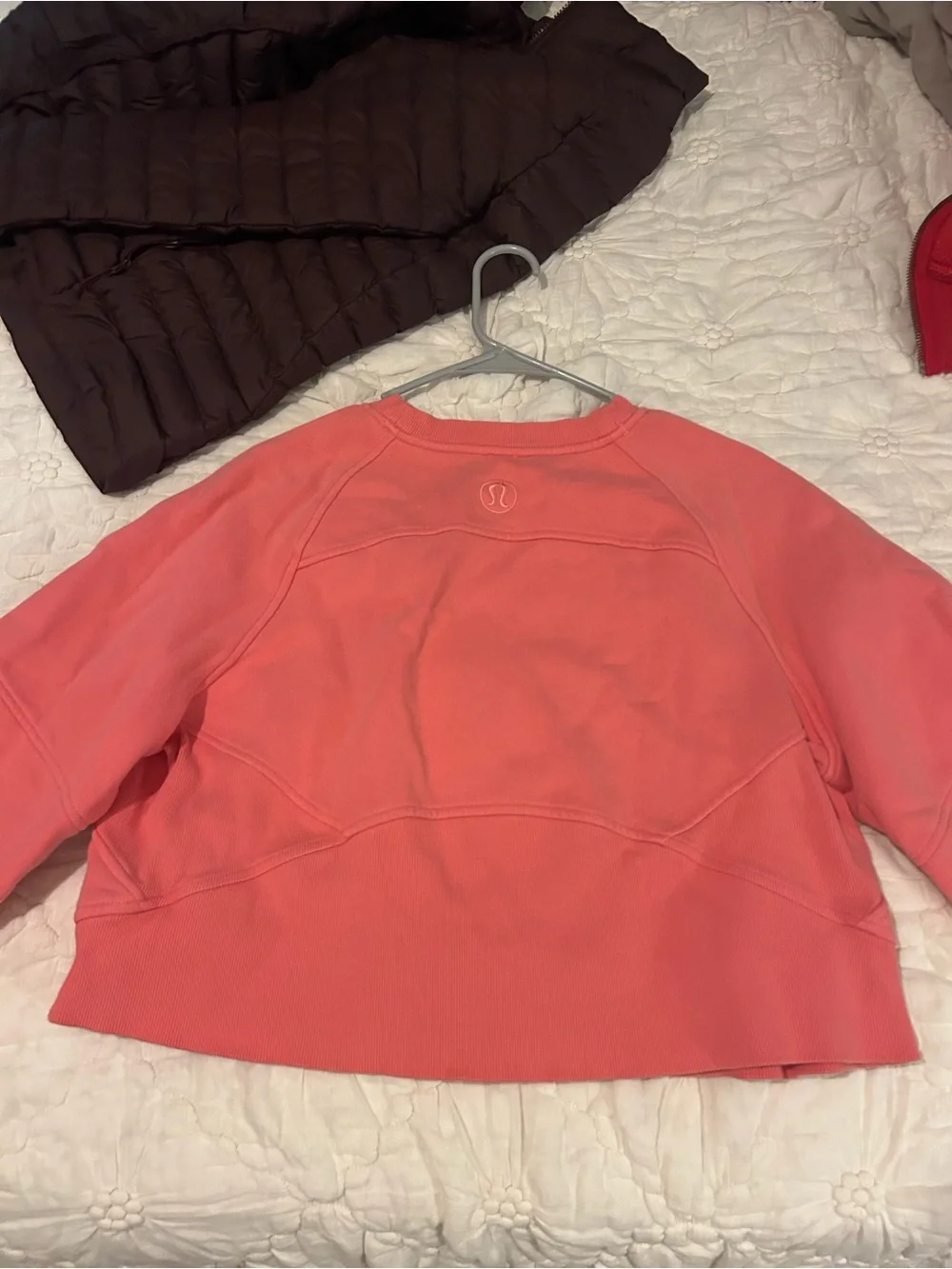 lululemon athletica Coral Pink Logo Crewneck Sweatshirt